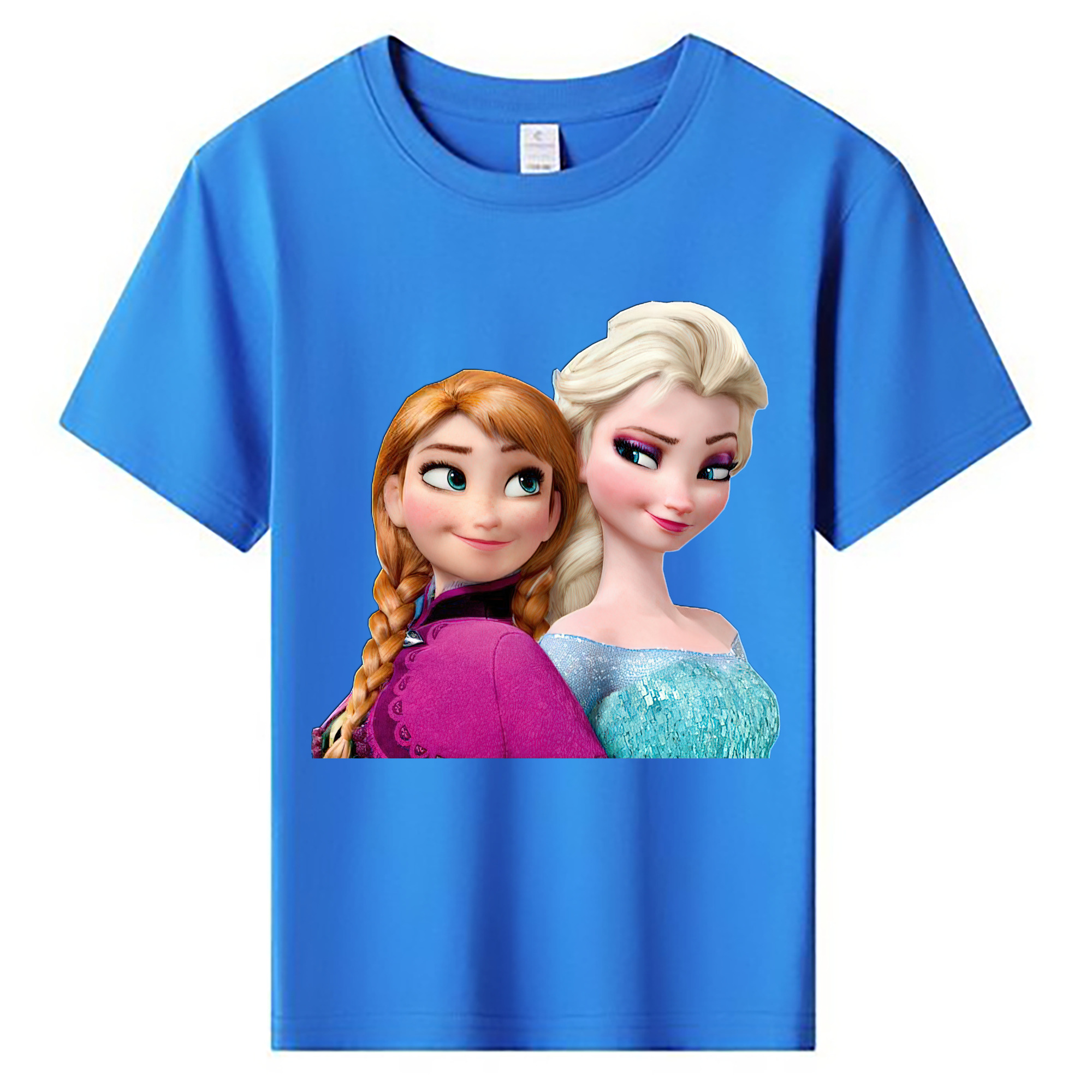 （画像用） アナと雪の女王 アンナ エルサ Frozen Anna Elsa 綿100％キッズTシャツ（フロントプリント）